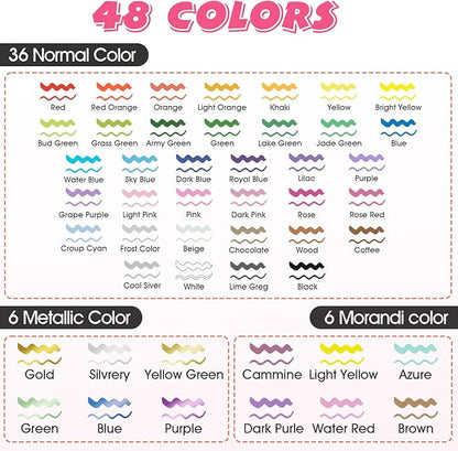 FUMILE 48 Colors Dual Tip Acrylic Paint Pens,Paint Markers With Extra Fine Tip and Brush Tip for Wood, Rock, Glass, Ceramic, Canvas, Paper.Paint Markers for DIY Craft,Halloween and Christmas