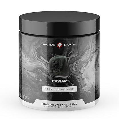 Spartan Epoxies Metallic Pigment Powder for Epoxy - 30 Unique Colors, 4oz for 1 Gallon and 12oz for 3 Gallons of Clear Epoxy, Made in The USA (Caviar, 4oz (45 Grams))