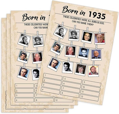 QUPT 1930s-themed Birthday Party Game Cards, Pack of 31 Cards for Adults, 5x7 Inches, Unisex, No Batteries Required