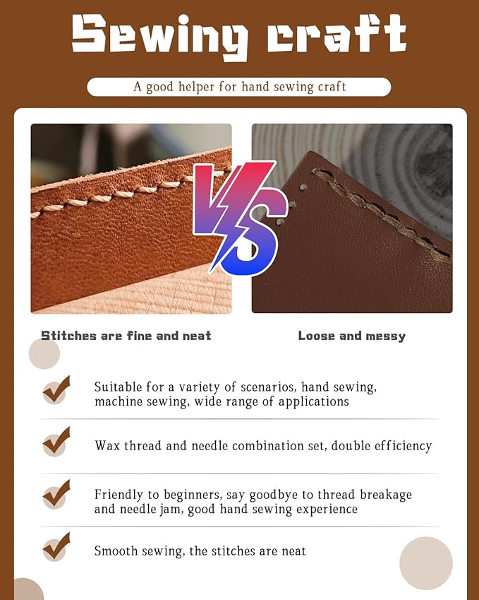 DIUDUS 218 Yards Upholstery Thread, Heavy Duty Sewing Kit with Waxed Thread 9 Upholstery Needle for Hand Stitching Bookbinding Repair Canvas Sofa Leather Shoes
