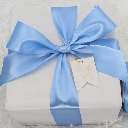 Lake Blue Solid Satin Ribbon 2 Inch 25 Yards Solid Polyester Fabric Ribbon for Gift Wrapping Wedding Christmas Baby Shower Birthday Party Decoration Handmade Immortal Flower Craft