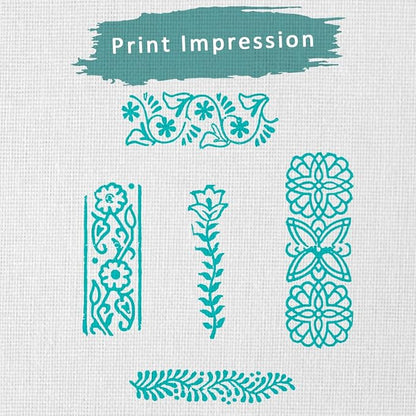 Wooden Stamps for Block Printing | Set of 5 | Border Shaped Wooden Finger Stamps, Tattoo Handcarved Indian Textile Printing Blocks for Henna Mehndi Clay Pottery Hashcart®