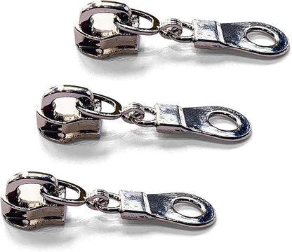 Sawoake 50PCS #5 Silver Metal Handle for Nylon Coil Handle Charm for Purse Handbag Craft Sewing Luggage Bag Bulk
