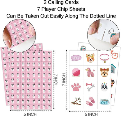 Puppy Dog Party Bingo Game Cards(24 Players), Animal Themed Bingo Card for Family Friend Adult, Large Group Holiday Doggie Party Activity Favor Decoration Supplies -004