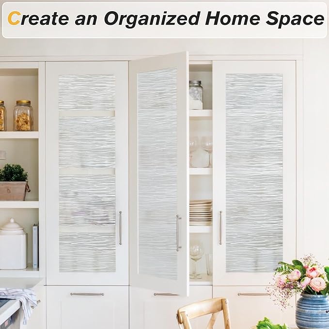 Haton Window Privacy Film, Frosted Glass Privacy Window Clings, Sun Blocking Frosting Opaque Coverings, Static Cling Removable Decorative Stickers for Home Door, Non-Adhesive 35.4" x 157.4"