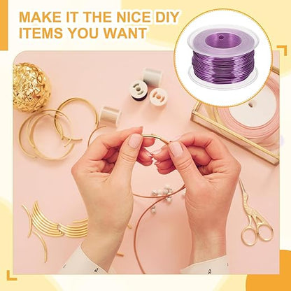 uxcell 18 Gauge / 1mm Anodized Aluminum Wire for Jewelry Craft Making, 102 Feet Bendable Flexible Wire for DIY Home Decor Gardening Sculpture, Purple