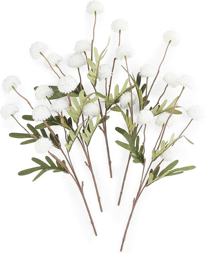Floroom 5pcs White Faux Silk Mums Artificial Flowers, Bulk Fake Small Mini Chrysanthemums with Stems for DIY Wedding Centerpieces Floral Arrangements Vase Fillers Home Decorations