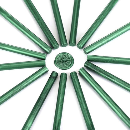 Yoption 15 Pieces Glue Gun Sealing Wax Sticks for Wax Seal Stamp, Great for Wedding Invitations, Cards, Envelopes (Metallic Green)