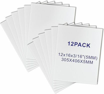 12 Pack Foam Core Board, ZJCEASER 12 x 16 White Poster Board, 3/16" Thickness Sign Board Craft Foam Sheet for Signboards, School Projects, University Displays, College Events, Arts & Crafts, Framing