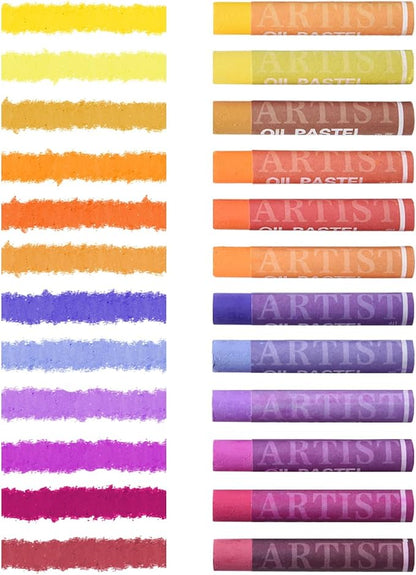 qianshan Soft Oil Pastels Set of 12 Colors,Non Toxic,Soft Texture Vibrant and Creamy Oil Crayons Pastels Art Supplies For Professional Artists Beginners Drawing.Orange&Purple
