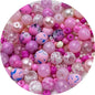 Assorted Glass Resin Beads Multi Size Colors Smooth Cracked Gravel Millet Spacer Beads for Bracelets Necklace Earring DIY Jewelry Making Craft(Pink Series)