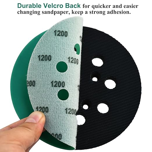 5-Inch 8-Hole Wet Dry Sanding Discs 1200 Grit, Polyester Film Backed Heavy-Duty Hook and Loop Sandpaper for Random Orbital Sander, 50-Pack