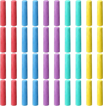 40 Pcs Sidewalk Chalks for Kids Non Toxic Jumbo Chalk for Party Gift Outdoor Art Classroom Play Painting (Multicolor)