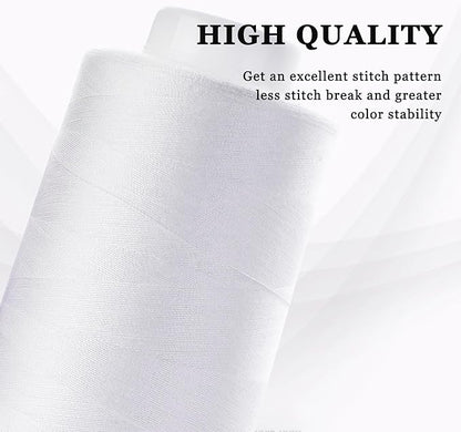Serger Thread 4 Cones 3000 Yards Each Spool All Purpose Polyester Thread 40S/2 for Sewing, Serger, Overlock, Quilting, Piecing - Black+White