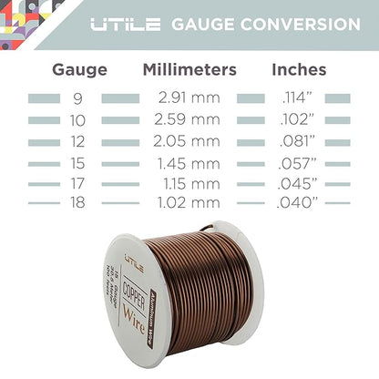 UTILE Bonsai Wire - Armature Aluminum Wire 100 ft 15 Gauge 1.8 mm Bonsai Training Wire, Tree Kit, Plant, Sculpting, Clay, Crafts, Bendable, Gardening, Beading and Jewelry Making (Copper)