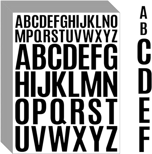 Bemeol Letter Stickers 1560 Pieces 30 Sheets Stick on Vinyl Letters Capital Alphabet Sticker Letter for Craft Bulletin Boards Classroom Home Business Decor(Black,1 Inch,2 Inch)