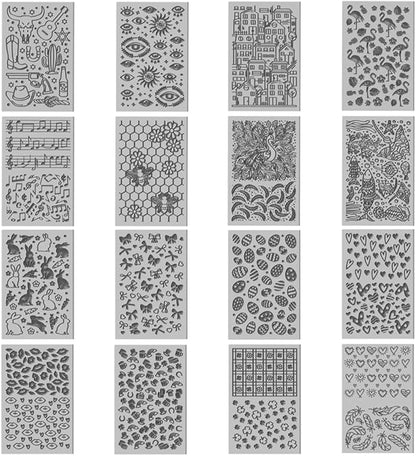 CHGCRAFT 16 Sheets Bee and Butterfly Clay Texture Mat Cowboy Pattern Polymer Clay Texture Sheets DIY Tools for Pottery Earring Jewelry Making Stamp Engraving Machines, 4x2.6inch