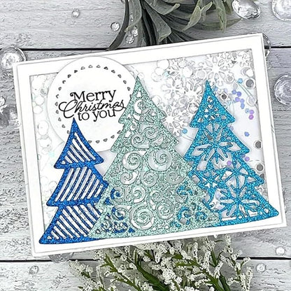 Metal Cutting Dies DIY Merry Christams Embossing Stencil Template Scrapbooking Card Making Mold Photo Album Arts Crafts Tools (Christmas Tree Set-14.3x9.1cm)