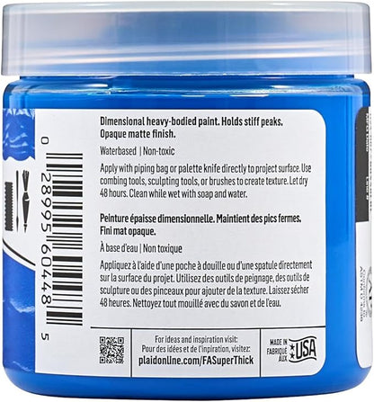 FolkArt Super Thick Acrylic Paint with a Textured Finish, Deep Blue, 4 oz