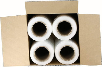PackageZoom 4 Rolls 15" x 1500 Ft Stretch Wrap Heavy Duty, 55 Gauge High Performance Stretch Film Replaces 80 Gauge Low Films, Clear Hand Stretch Wrap