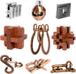 9pcs Puzzles Bulk Gift for Kids, Teens, and Adults Retro Wooden and Metal Unlock Interlock Brain Teaser Toys.