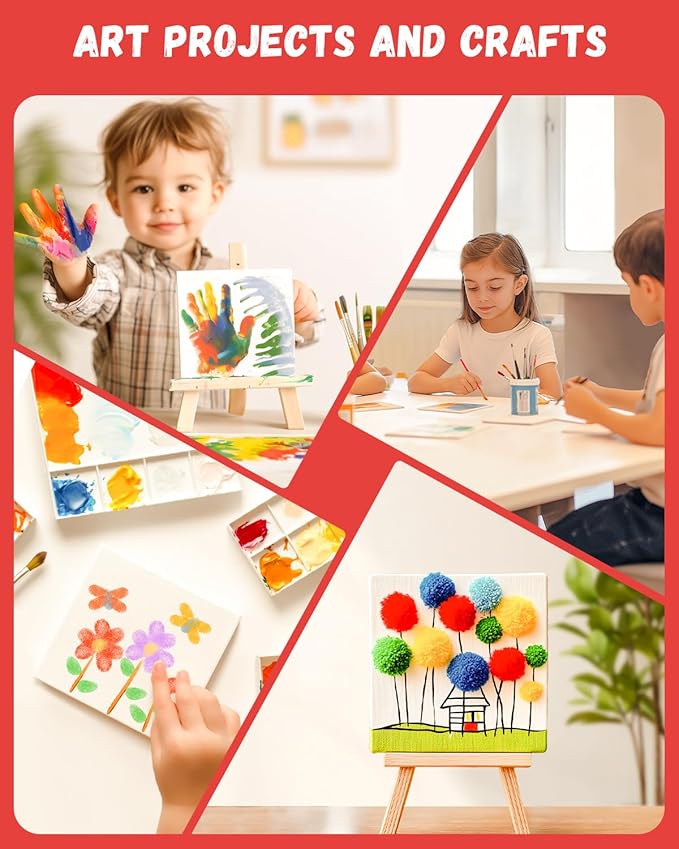 Simetufy Mini Canvas Boards for Painting 12 Pack 4x4inch, White Blank Paint Canvas Panels 100% Cotton Primed Acid Free for Oil, Watercolor, Acrylic, Gouache
