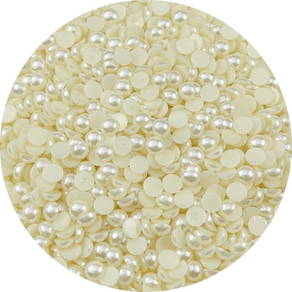 1200pcs 8mm Half Pearls for Crafts Flatback Round Half Pearl Beads for Jewelry Making Nail Art Scrapbook Craft Wedding Dress Decoration(Ivory White)