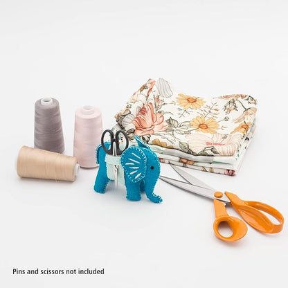 Glaciart One Sewing Pin Cushion Elephant | Large Size w/Sleeve for Craft Supplies & Pocket for Scissors | Also for Quilting Needles, Sewing Machine Needles, Safety and T Pins