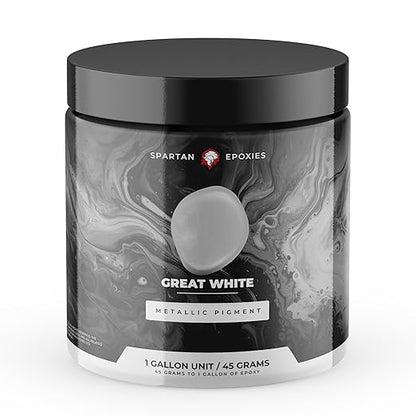 Spartan Epoxies Metallic Pigment Powder for Epoxy - 30 Unique Colors, 4oz for 1 Gallon and 12oz for 3 Gallons of Clear Epoxy, Made in the USA (Great White, 4oz (45 Grams))