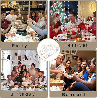 80-Pack Napkins Disposable Paper Towel Cocktail Dinner Party Decoration, Gold Splash