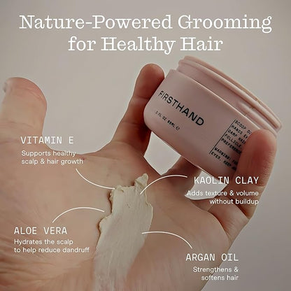 Firsthand Supply Hair Clay Pomade for Men & Women – Matte Clay Finish & Extra Strong Hold – Non-Greasy, Water-Based Organic Pomade – Easy to Restyle – Ideal for Short to Medium Hair Length – 3oz
