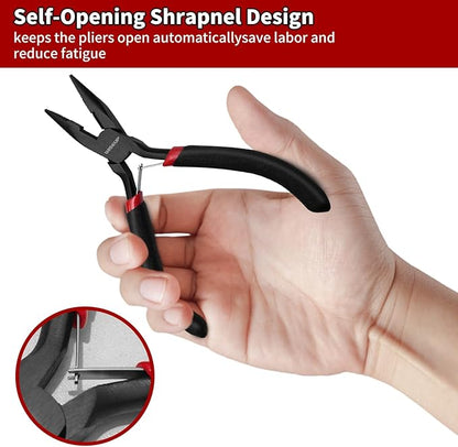 WISEUP 3 Pcs Jewelry Pliers Set - Needle/Chain Nose, Round Nose and Wire Cutters for Jewelry DIY Craft，Repair & Wire Wrapping