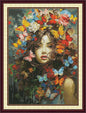 Threadhaven Cross-Stitch Kit 14CT Aida Counted Embroidery Complete Set with Fabric, Threads, Needles & Chart-Premium Beautiful Girls Design for Adults & Beginners- Butterfly Beauty 16.1''×20.8''