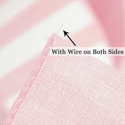 MEEDEE Pink Striped Burlap Ribbon - 2.5 Inch Wired Ribbon for Baby Girl Wreaths & Cakes, 10 Yards