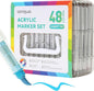 48 Colors Acrylic Paint Markers Pens Set, Soft Brush Tip Markers with Fast Drying & No-Bleed Ink, Acrylic Paint Pens for Rock, Wood, Egg, Ceramic, Fabric Painting, Art Supplies and DIY Crafts