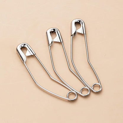 vrupin 100pcs Stainless Steel Curved Safety Pins for Quilting, Safety Pins Bulk Metal Silver Sewing Pins Clothing Clips Tool Decorative Safety pins (1.5inch)