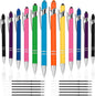 12 PCS 2 in 1 Stylus Ballpoint Pen with Stylus Tip, 1.0 mm Black Ink Metal Pen Stylus Pen for Touch Screens (Silver & Mix-1)