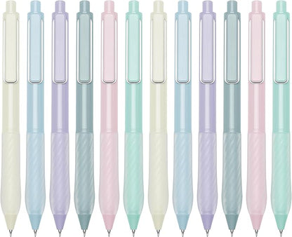 Gel Pens Black Ink Fine Point 0.5mm Retractable Cute Pen for Smooth Writing School Office Supplies (Silver 12-count)