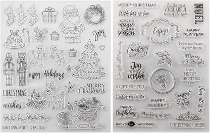 Kiddale Christmas Theme Clear Silicone Stamps Christmas Crafts Stamps for Card/Paper Craft Making Decor DIY Christmas Scrapbooking Photo Album