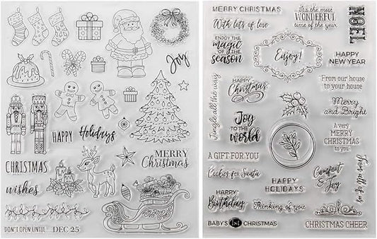Kiddale Christmas Theme Clear Silicone Stamps Christmas Crafts Stamps for Card/Paper Craft Making Decor DIY Christmas Scrapbooking Photo Album