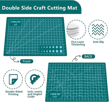 Cutting Mat 8in6in Self Healing Cutting Mat Size Double Sided 5-Ply Rotary Sewing mat for Crafts Fabric Quilting Hobby Art Clay Precision Scrapbooking Project, A5, Sky Blue 4PCS