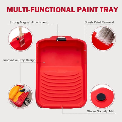 Mister Rui Paint Tray, 11 Pack, 9 Inch Paint Tray with 10 Liners, Thickened Plastic, Paint Pan Liners, Paint Roller Trays for Painting & DIY