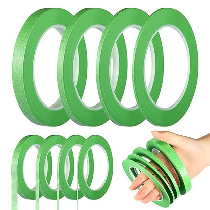 Epakh 4 Rolls Pinstripe Tape, Masking Tape in 1/16, 1/8, 1/4 and 1/2 Inch Wide, for Painters Automotive DIY Car Auto Paint Art(Green,52 yd)