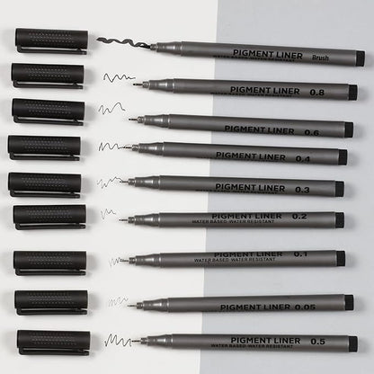 Incraftables Calligraphy Brush Pens – Pack of 9 Assorted Tips – Black Chisel Tip Markers for Hand Lettering, Writing, Sketching, Scrapbooking, & Art Projects – Beginner Kit for Kids & Adults