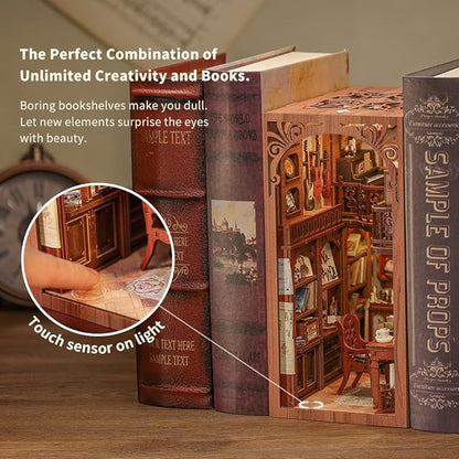 CUTEBEE Book Nook Kit - DIY Miniature House Kit for Adults and Teens, Dollhouse Booknook Tiny House Model Build Bookshelf Decor, Gifts for Family, Friends
