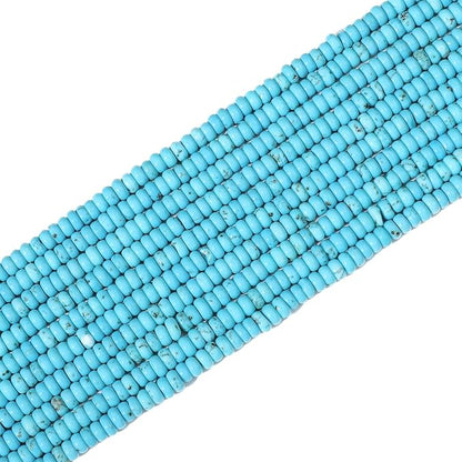 Natural Blue Turquoise Disk Stone Beads 4x2mm 160pcs Rondelle Loose Semi Gemstone Beads for Jewelry Making Design