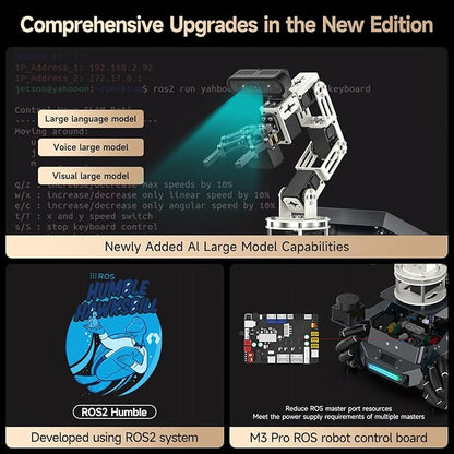 Yahboom ROS2 AI Robot Kit with Jetson Orin NX 8GB Super Large AI Model Supports 3D Mapping Navigation,Movelt Simulation,AI Vision,App Control