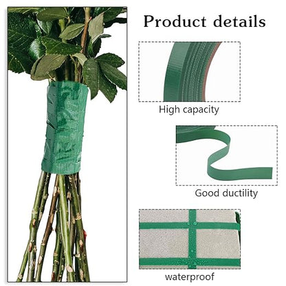 Prudiut 2 Roll Green Floral Tape Waterproof Florist Tape, 1/4In Wide Flower Wrap Tape Floral Tape for Fresh Flower Bouquet Wrap Flower Arrangements Crafts (100Ft/33Yd)