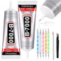 B7000 Adhesive Rhinestones Glue for Crafts, 2PCS 110ml / 3.7 fl oz with 5 Dotting Pen Tool, Wax Pencil and Tweezer, Jewelry Glue for DIY Craft, Makeup, Shoes, Jewelry Making, Nail Art