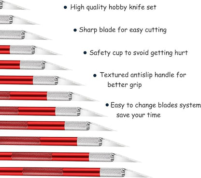 15 Pack Exacto Knife Set, Hobby Knife, Back to School Supplies Craft Knifes Kit for Art, Carving, DIY, Scrapbooking, Art, Cutting, Stencil(Red)